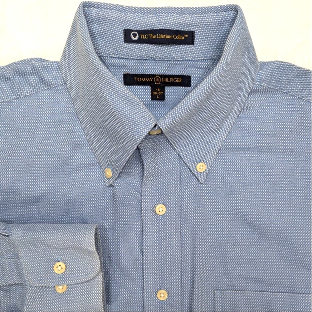Tommy Hilfiger TLC Vintage Mens Button Down Shirt L 16x36-37 Lifetime‎ Collar